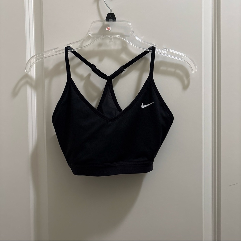 Nike Dri Fit Black Racerback Sports Bra Adjustable Straps Size Medium No Padding
